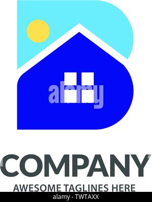 Initial letter B logo template colorful home icon design for business and company identity Stock Vector