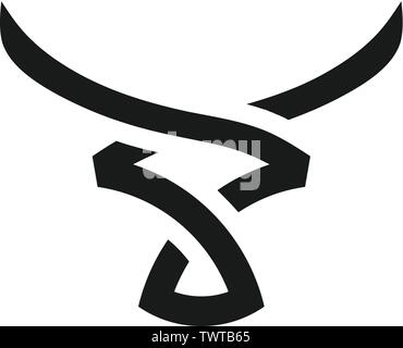 creative and simple bulls horn logo vector Stock Vector