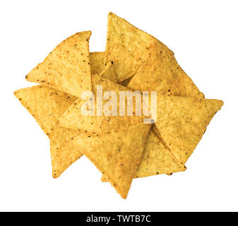 Several Tortilla Chips Isolated on White Background Stock Photo