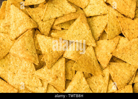 Background of Corn Tortilla Chips or Nachos Stock Photo
