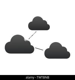 Clouds Connections vector icon. Social networks concept. Designed for web and software interfaces. Vector illustration isolated Stock Vector