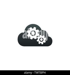 Cloud computing Settings icon. flat style sign for mobile concept and web design. Cloud Storage and Gear vector icon. Symbol, logo Stock Vector