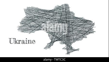 Scribble map of Ukraine. Sketch Country map for infographic, brochures and presentations, Vector illustration isolated on white Stock Vector