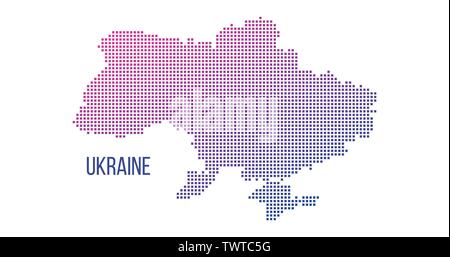 Ukraine country map made from abstract halftone square dot pattern, Vector illustration isolated on white Stock Vector