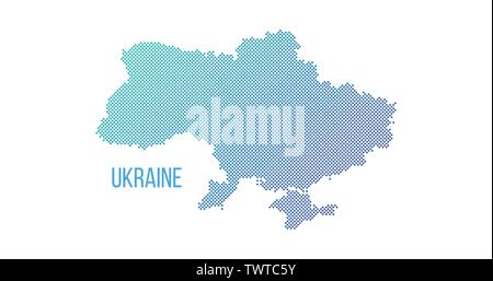 Ukraine country map made from abstract halftone square dot pattern, Vector illustration isolated on white Stock Vector