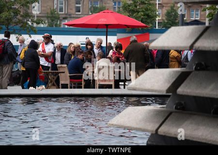 Dundee, Scotland, UK. 23 June 2019. The BBC Antiques Roadshow TV programme is aiming on location t the new V&A Museum in Dundee today. Long queues formed as members of the public arrived with their collectables to have them appraised and valued by the Antiques Roadshow experts. Select items and their owners were chosen to be filmed for the show. Credit: Iain Masterton/Alamy Live News Stock Photo