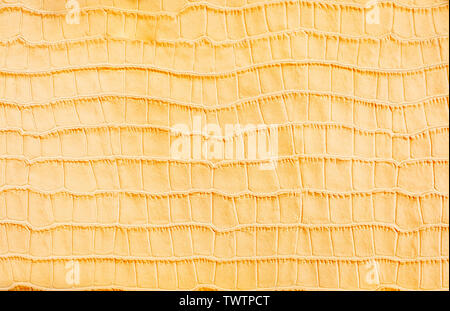 Yellow stylized imitation crocodile skin background Stock Photo