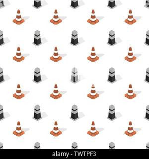 Seamless background from a set of under construction design elements, vector illustration. Stock Vector