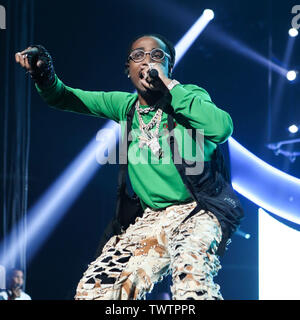 LOS ANGELES, CALIFORNIA, USA - JUNE 22: Rapper Quavo of Migos performs at the 7th Annual BET Experience At L.A. LIVE Presented By Coca-Cola - Day 3 held at Staples Center on June 22, 2019 in Los Angeles, California, United States. (Photo by Xavier Collin/Image Press Agency) Stock Photo