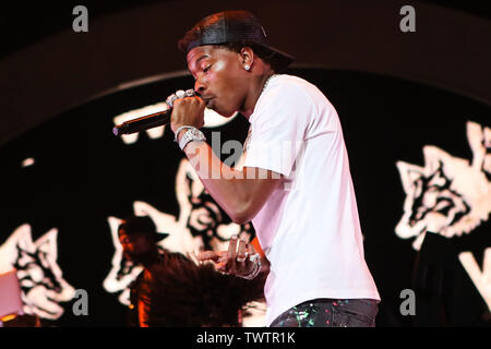 Los Angeles, United States. 22nd June, 2019. LOS ANGELES, CALIFORNIA, USA - JUNE 22: Rapper Lil Baby performs at the 7th Annual BET Experience At L.A. LIVE Presented By Coca-Cola - Day 3 held at Staples Center on June 22, 2019 in Los Angeles, California, United States. (Photo by Xavier Collin/Image Press Agency) Credit: Image Press Agency/Alamy Live News Stock Photo