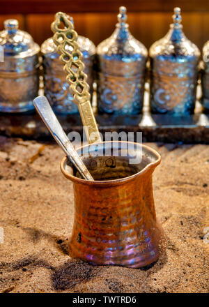 Turkish cevze, a small long-handled pot with a pouring lip designed specifically to make Turkish coffee Stock Photo