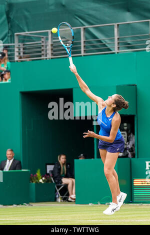 Edgbaston Priory Club, Birmingham, UK. 23rd June, 2019. WTA Nature Valley Classic tennis tournament; Julia Goerges (GER) serves in her singles final match against Ashleigh Barty (AUS) Credit: Action Plus Sports/Alamy Live News Stock Photo