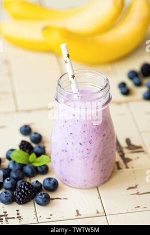 Download Blueberry Smoothie In A Glass Bottle Stock Photo Alamy PSD Mockup Templates