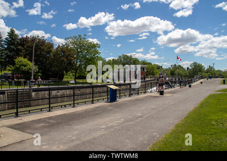 St-Ours Canada - 22 June 2019 : Saint-Ours Canal National Historic Site park at daytime at summer Stock Photo