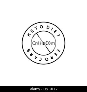 Ketogenic Diet Round Logo Line Style. Minimalistic Icon from carbs and sugar free. Stock Vector