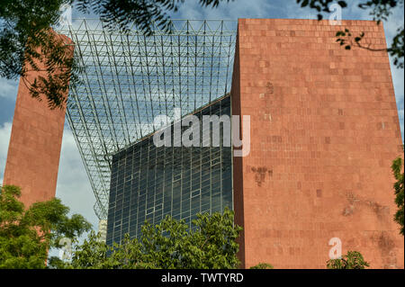 09-jun-2004 The towering Jeevan Bharati Bhawan in Connaught Place is a splendid creation in glass stone and metal.Delhi INDIA Stock Photo