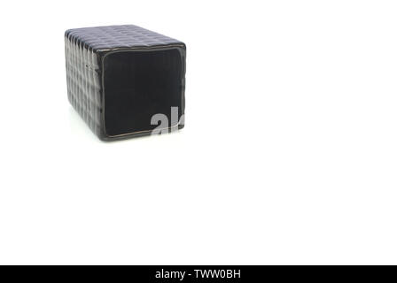 Black ceramic square vase on white background.(with Clipping Path). Stock Photo