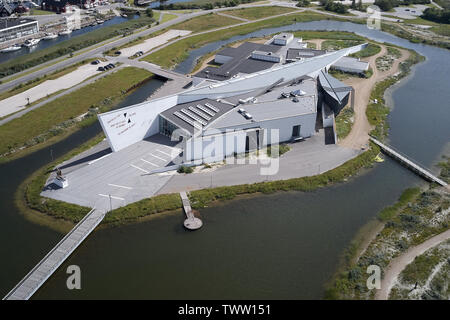 Aerial view of Arken Museum of Modern Art located on Zealand in Denmark Stock Photo