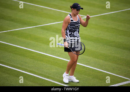 Birmingham, UK. 23rd June, 2019. Ashleigh Barty of Australia celebrates a point during the final against Julia Georges of Germany at Nature Valley Classic 2019, international Women's tennis, day 7, final day at the Edgbaston Priory Club in Birmingham, England on Sunday 23rd June 2019. please note Editorial use only. pic by Tom Smeeth/Andrew Orchard sports photography./Alamy Live News Credit: Andrew Orchard sports photography/Alamy Live News Stock Photo