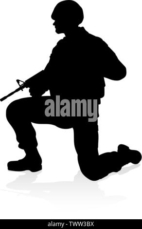 Soldier High Quality Silhouette Stock Vector