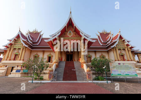 VIENTIANE, LAOS - MARCH 2019; That Luang Neua Temple Stock Photo