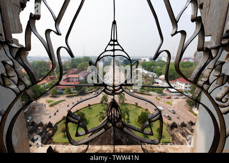 VIENTIANE, LAOS - MARCH 2019; View From The Top Of Patuxai Monument