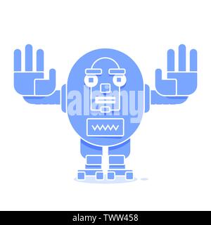 Bot Icon. Chatbot Icon Concept. Cute Smiling Robot. Vector Modern Line Character Illustration Isolated On White Background. Outline Robot Sign Design. Stock Vector