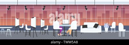 architects couple using laptop engineers drafting house project on computer screen with blueprints housing contractors designing house plan modern Stock Vector