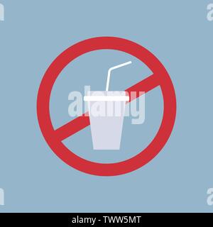 say no to plastic cup poster pollution recycling ecology problem save the earth concept ban cups straws prohibition sign flat Stock Vector