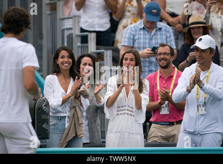 London, UK. 23rd June, 2019. Sandra GAGO (girlfriend of Feliciano López of Spain) in tears after her fiancé win during the Fever-Tree tennis Championships tournament - FINALS at The Queen's Club, London, England on 23 June 2019. Photo by Andy Rowland. Credit: PRiME Media Images/Alamy Live News Stock Photo