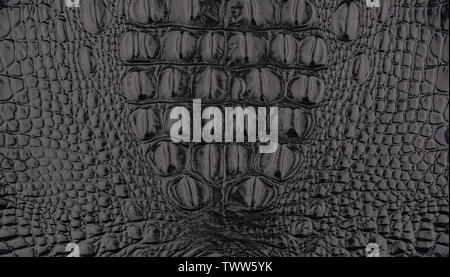 Imitation black crocodile skin background Stock Photo