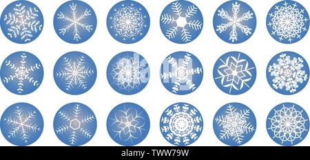 Set of different shining snowflakes icon on a white background. Vector illustration. Eps 10. Stock Vector