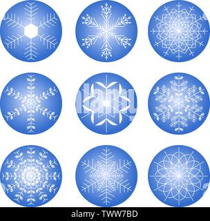 Set of different shining snowflakes icon on a white background. Vector illustration. Eps 10. Stock Vector