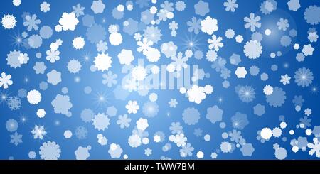 Abstract blue background.A lot of different shining snowflakes. Vector illustration. Eps 10. Stock Vector