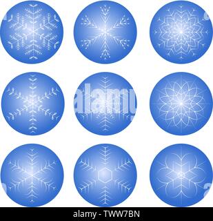 Set of different shining snowflakes icon on a white background. Vector illustration. Eps 10. Stock Vector