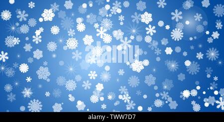 Abstract blue background.A lot of different shining snowflakes. Vector illustration. Eps 10. Stock Vector