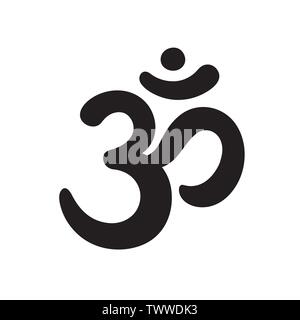 Aum sign, sacred religious symbol in Hinduism, hand drawn with soft round brush. Sanskrit mantra Om. Stock Vector