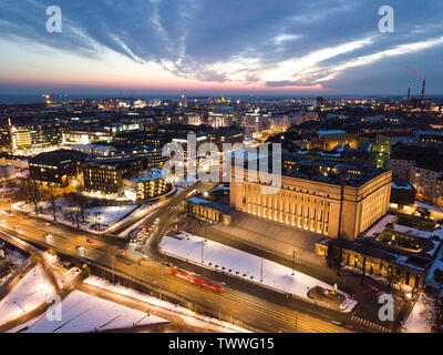 Finnish parliament house in Helsinki Stock Photo