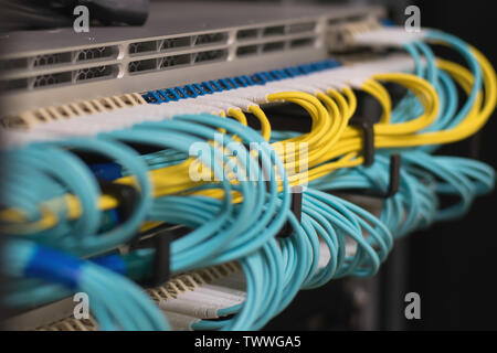 Data transfer by optical fibre information technology Stock Photo