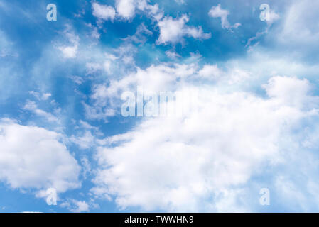 Blue sky texture with soft white clouds background Stock Photo - Alamy
