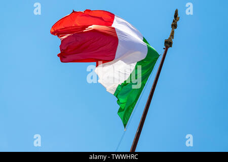 The flag of Italy, also known, par excellence, as the Tricolor, is the national flag of the Italian Republic. Stock Photo