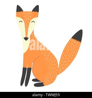 Funny fox isolated element. Vector illustration Stock Vector
