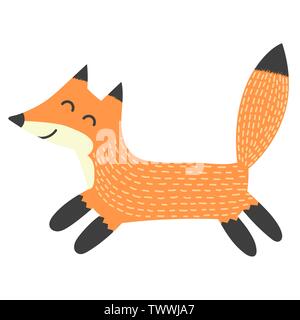 Funny running fox. Isolated element. Vector illustration Stock Vector