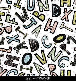 Creative alphabet seamless pattern. Vector illustration Stock Vector