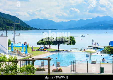 Seewalchen am Attersee: lake Attersee, swimming pool in Salzkammergut, Oberösterreich, Upper Austria, Austria Stock Photo