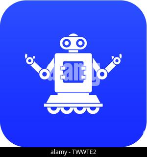 Cyborg on wheels icon digital blue Stock Vector