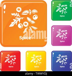 Spice icons set vector color Stock Vector