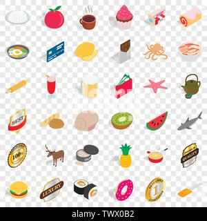 Watermelon icons set, isometric style Stock Vector