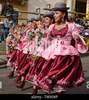Cholitas dancing at the Gran Poder Festival, La Paz, Bolivia Stock Photo