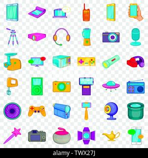 Gadget icons set, cartoon style Stock Vector